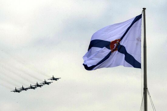 Dress rehearsal of Navy Day Parade in St. Petersburg