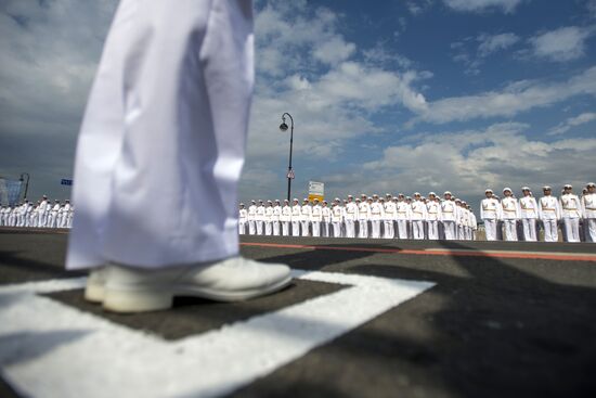 Dress rehearsal of Navy Day Parade in St. Petersburg