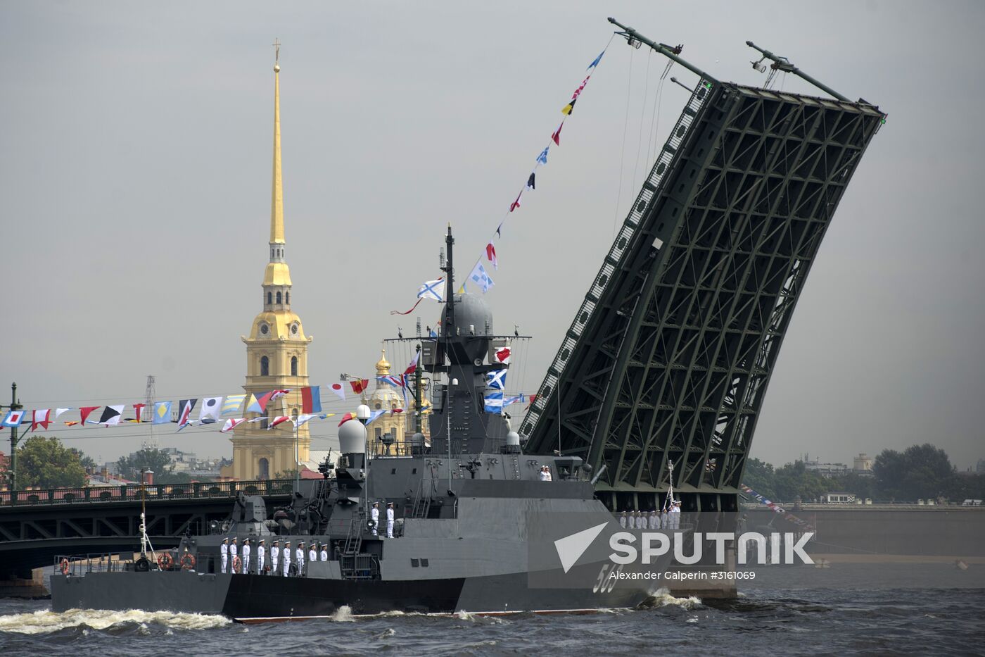 Dress rehearsal of Navy Day Parade in St. Petersburg