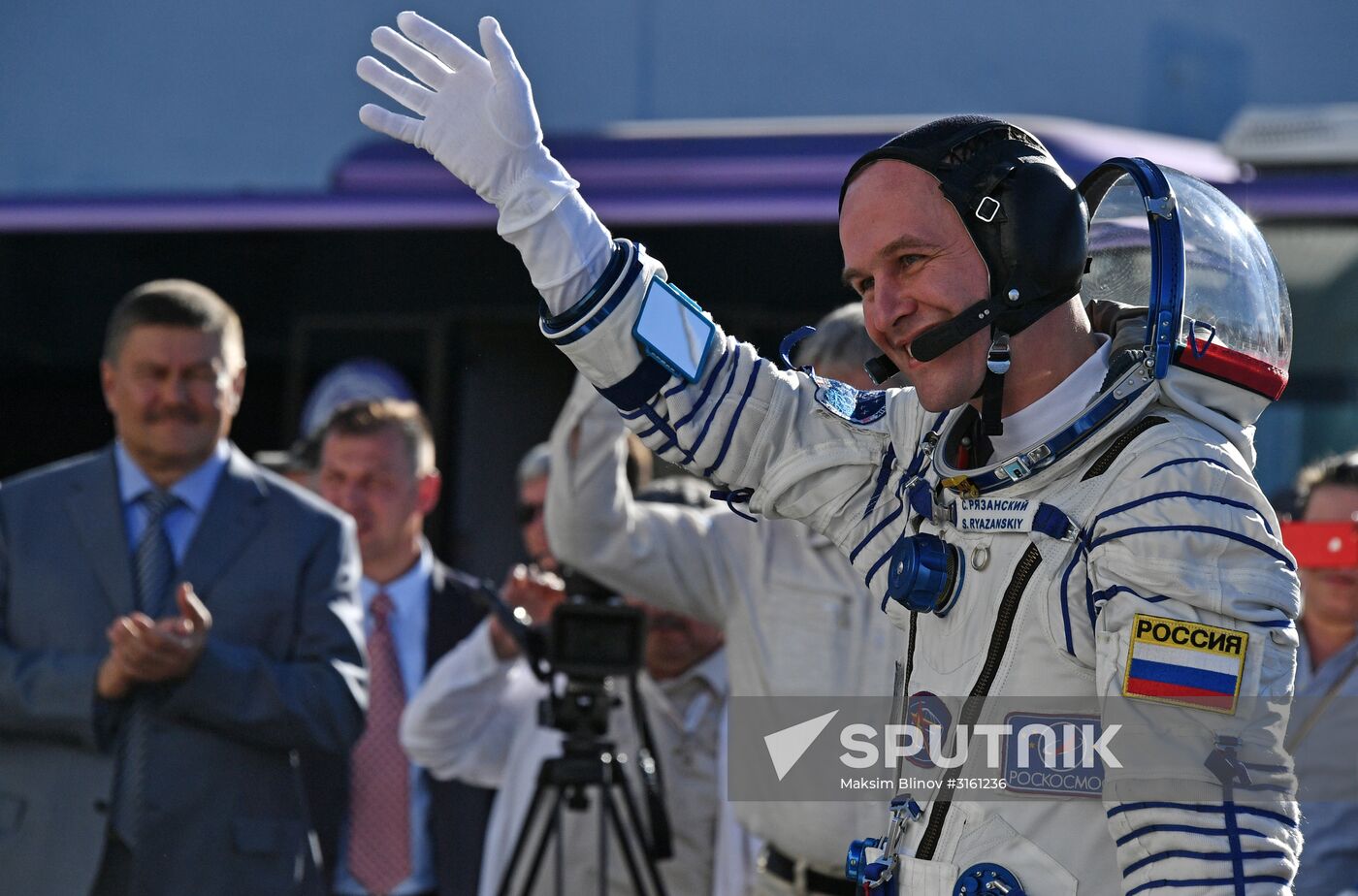 Launch of Soyuz MS-05 manned spacecraft with ISS Expedition 52/53 crew