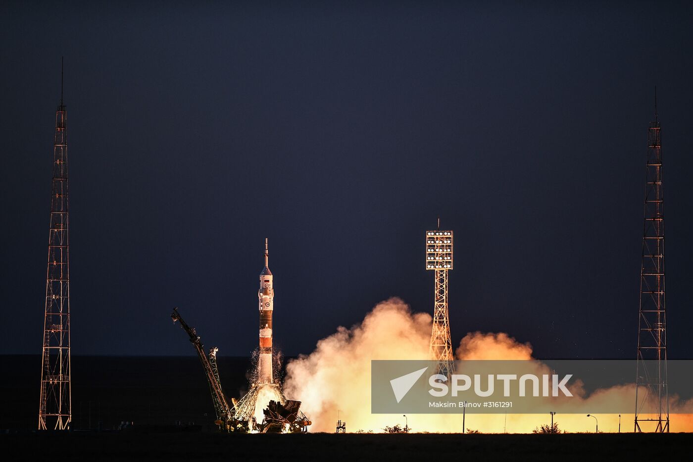 Launching Soyuz MS-05 manned spacecraft with the crew of Expedition 52/53 to the International Space Station