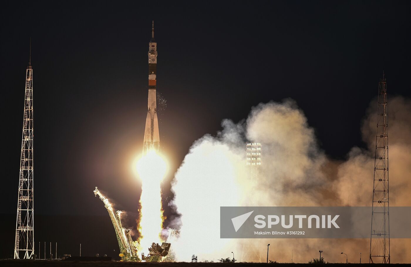 Launching Soyuz MS-05 manned spacecraft with the crew of Expedition 52/53 to the International Space Station