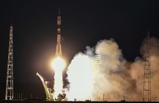 Launching Soyuz MS-05 manned spacecraft with the crew of Expedition 52/53 to the International Space Station