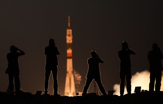 Launching Soyuz MS-05 manned spacecraft with the crew of Expedition 52/53 to the International Space Station