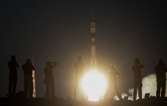 Launching Soyuz MS-05 manned spacecraft with the crew of Expedition 52/53 to the International Space Station