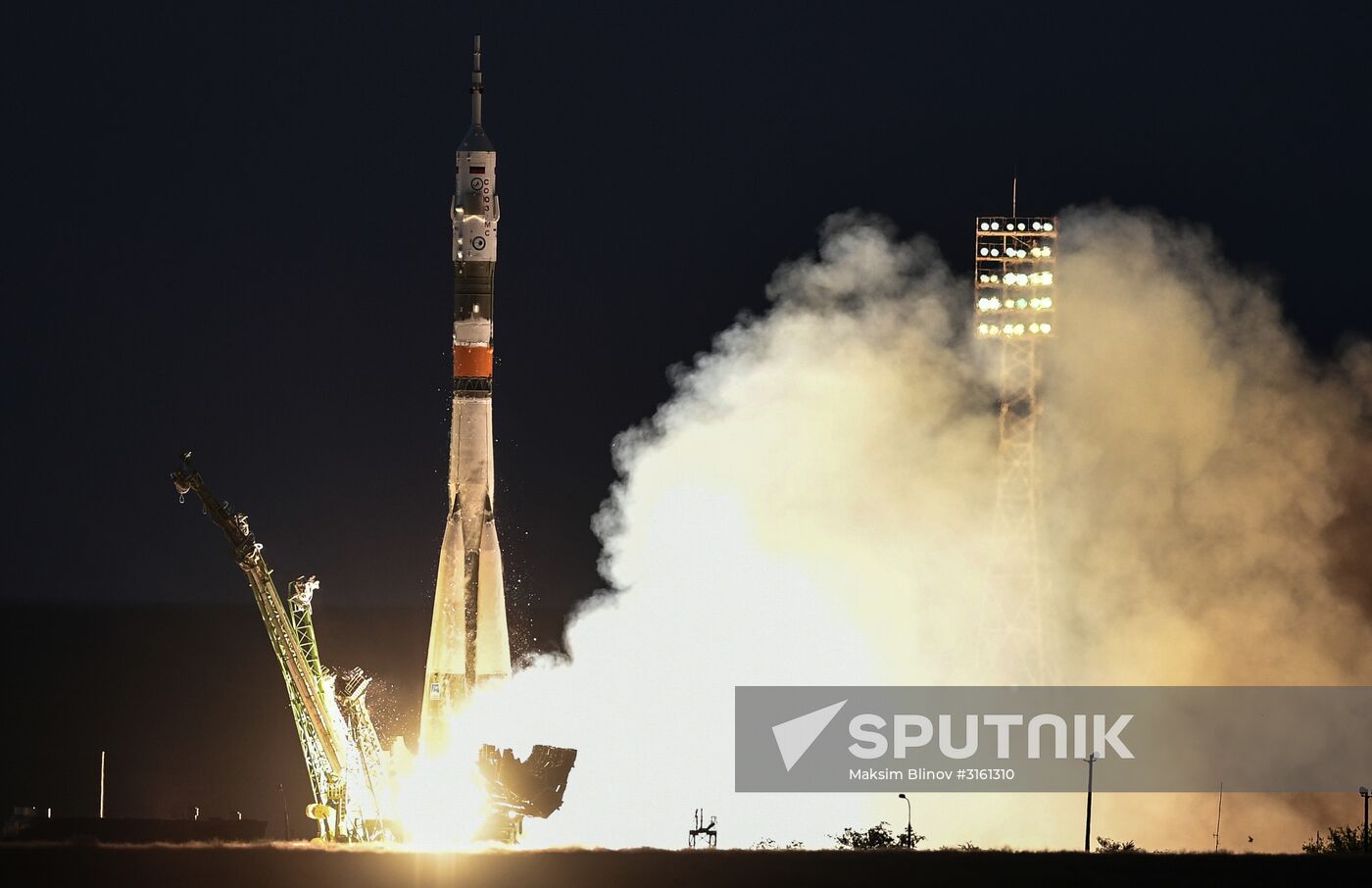 Launching Soyuz MS-05 manned spacecraft with the crew of Expedition 52/53 to the International Space Station