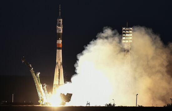 Launching Soyuz MS-05 manned spacecraft with the crew of Expedition 52/53 to the International Space Station