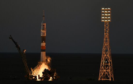 Launching Soyuz MS-05 manned spacecraft with the crew of Expedition 52/53 to the International Space Station