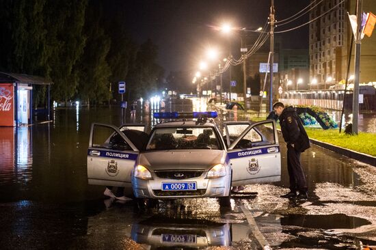 Heavy reainfall hits Veliky Novgorod