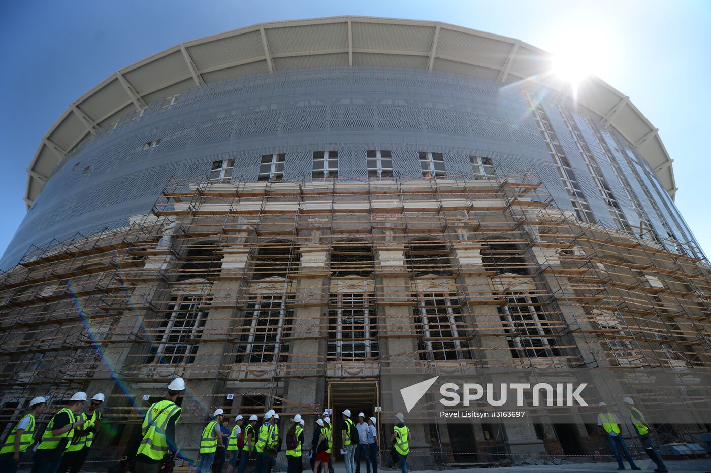 Central stadium in Yekaterinburg under reconstruction for 2018 FIFA World Cup