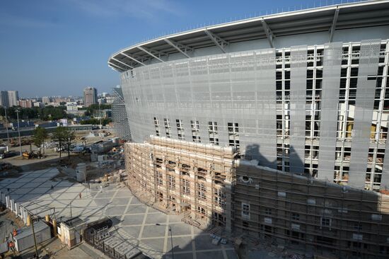 Central stadium in Yekaterinburg under reconstruction for 2018 FIFA World Cup