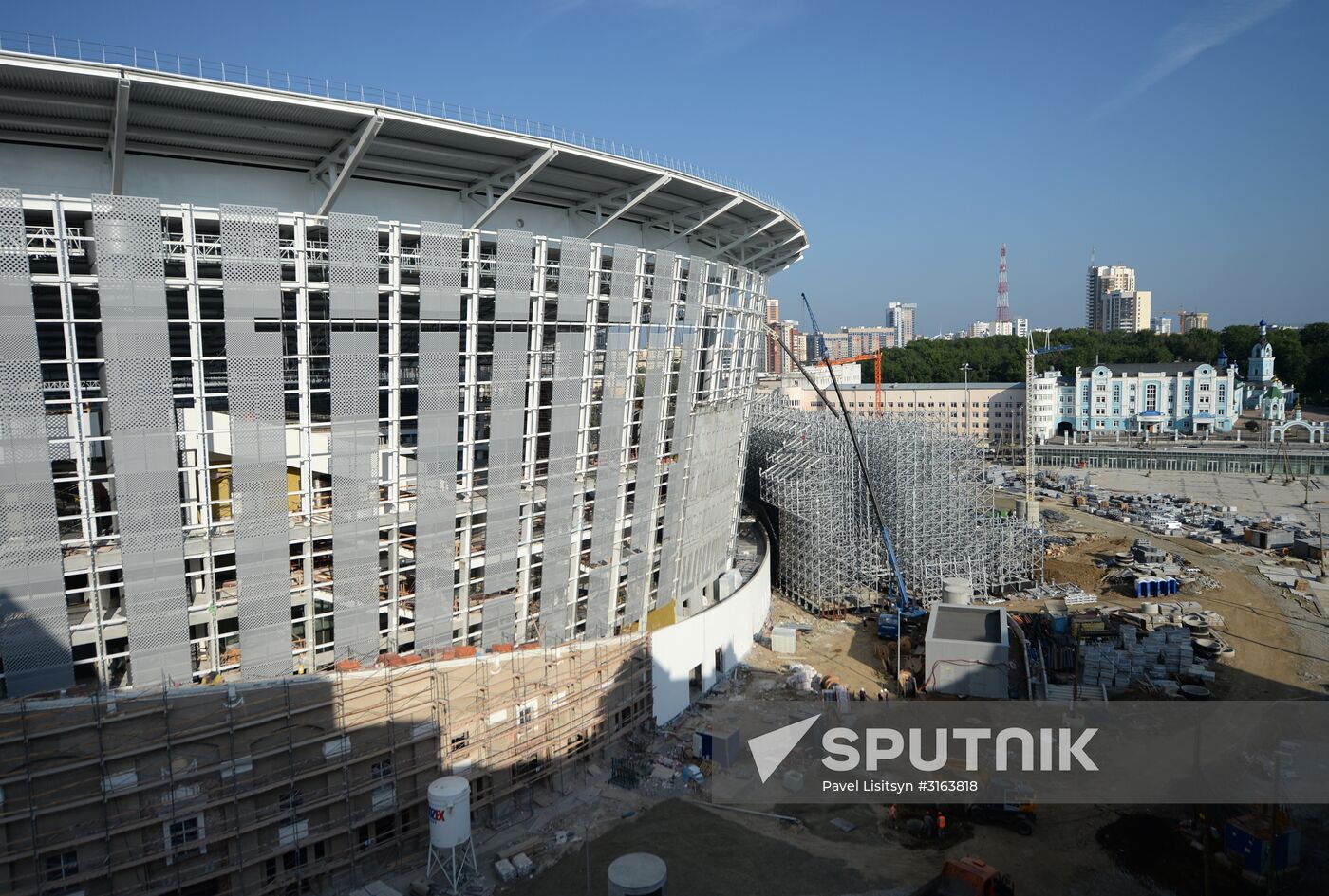 Central stadium in Yekaterinburg under reconstruction for 2018 FIFA World Cup
