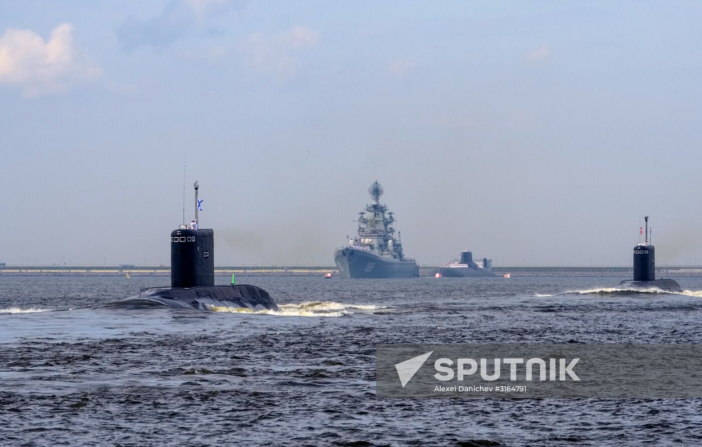 Final rehearsal of naval parade to celebrate Russian Navy Day in Kronstadt