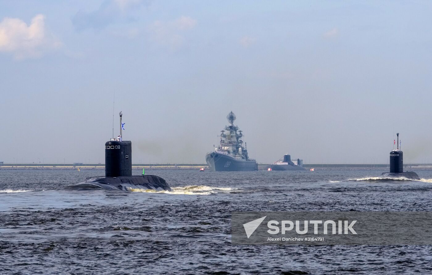 Final rehearsal of naval parade to celebrate Russian Navy Day in Kronstadt