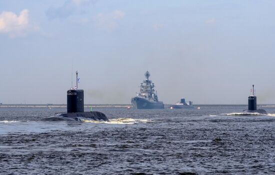 Final rehearsal of naval parade to celebrate Russian Navy Day in Kronstadt
