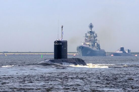 Final rehearsal of naval parade to celebrate Russian Navy Day in Kronstadt