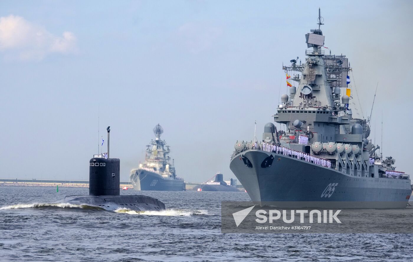 Final rehearsal of naval parade to celebrate Russian Navy Day in Kronstadt