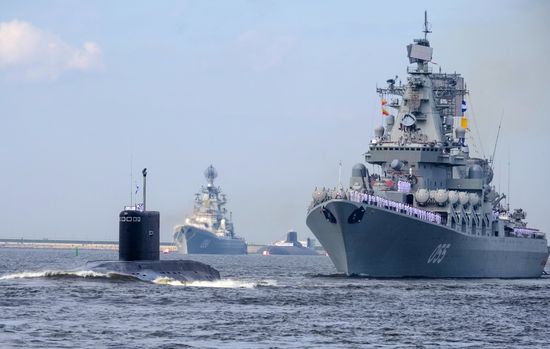 Final rehearsal of naval parade to celebrate Russian Navy Day in Kronstadt