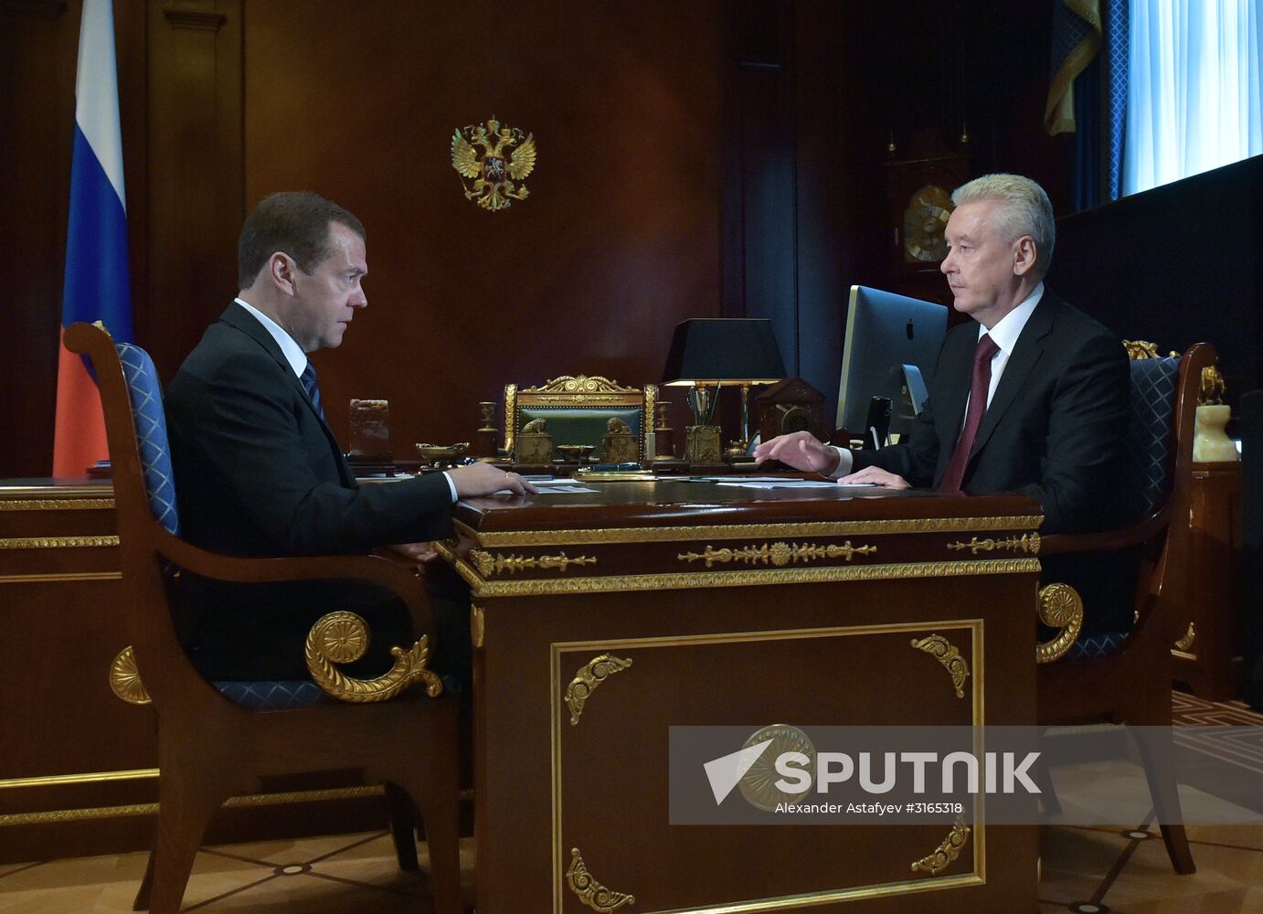 Prime Minister Dmitry Medvedev meets with Moscow Mayor Sergei Sobyanin