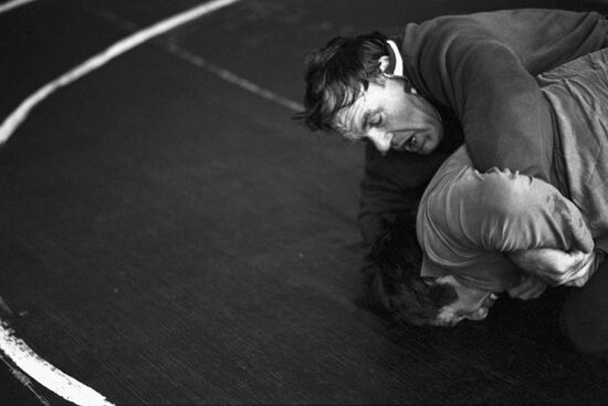 Greco-Roman wrestler Nikolai Balboshin and coach Anatoly Parfyonov
