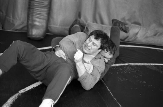 Greco-Roman wrestler Nikolai Balboshin and coach Anatoly Parfyonov