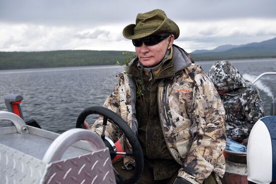 Russian President Vladimir Putin on vacation in Republic of Tyva