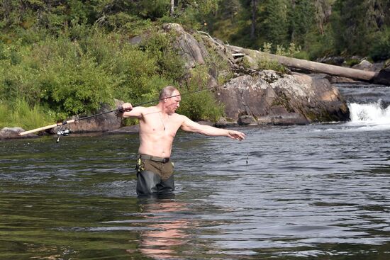 Russian President Vladimir Putin on vacation in Republic of Tyva
