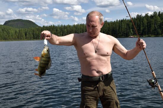 Russian President Vladimir Putin on vacation in Republic of Tyva