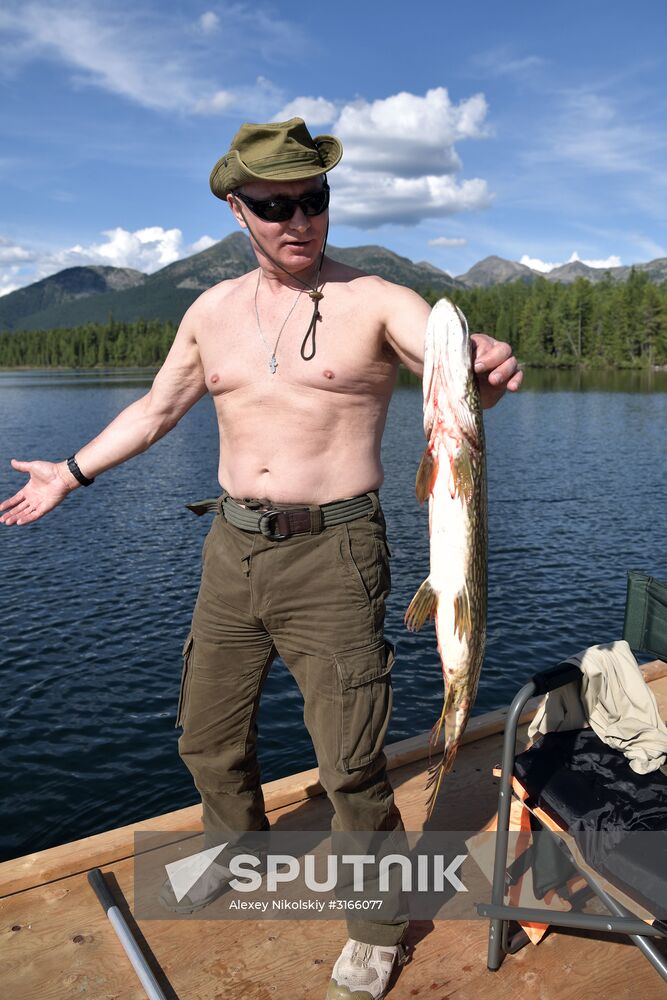 Russian President Vladimir Putin on vacation in Republic of Tyva