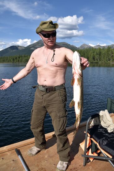 Russian President Vladimir Putin on vacation in Republic of Tyva
