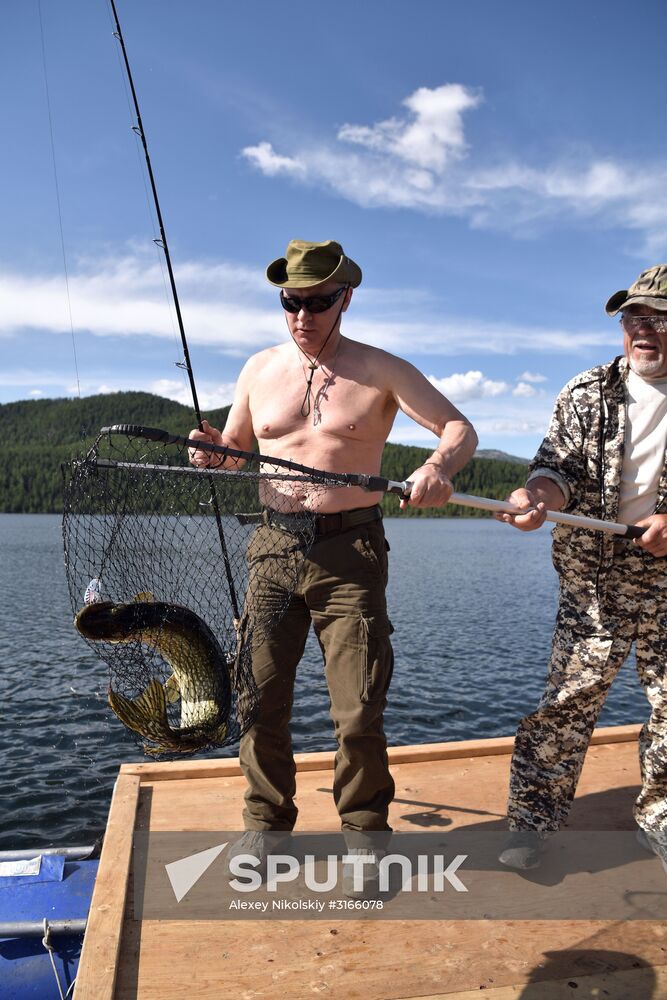 Russian President Vladimir Putin on vacation in Republic of Tyva