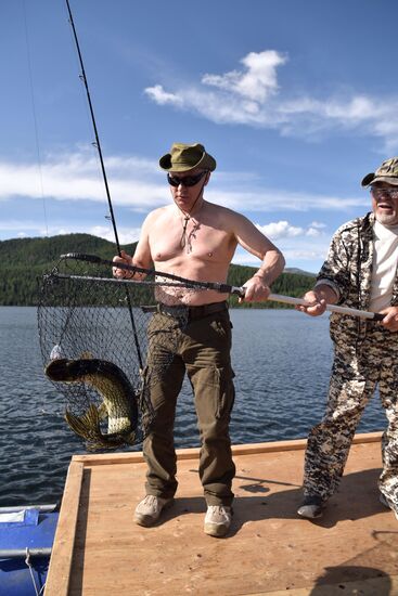 Russian President Vladimir Putin on vacation in Republic of Tyva