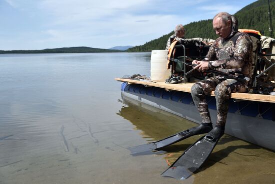 Russian President Vladimir Putin on vacation in Republic of Tyva