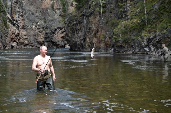 Russian President Vladimir Putin on vacation in Republic of Tyva
