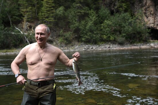 Russian President Vladimir Putin on vacation in Republic of Tyva