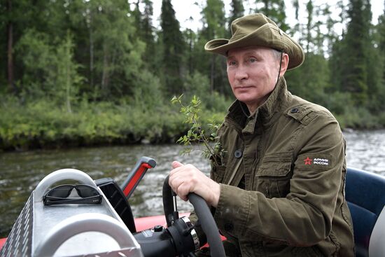 Russian President Vladimir Putin on vacation in Republic of Tyva