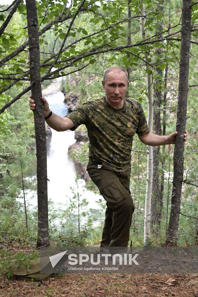 Russian President Vladimir Putin on vacation in Republic of Tyva