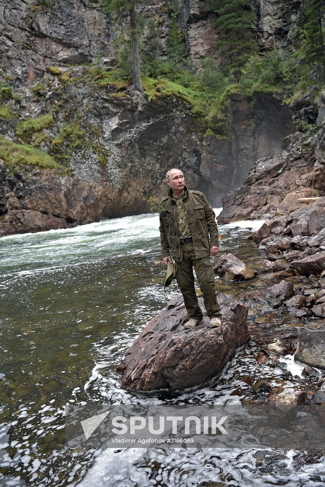 Russian President Vladimir Putin on vacation in Republic of Tyva
