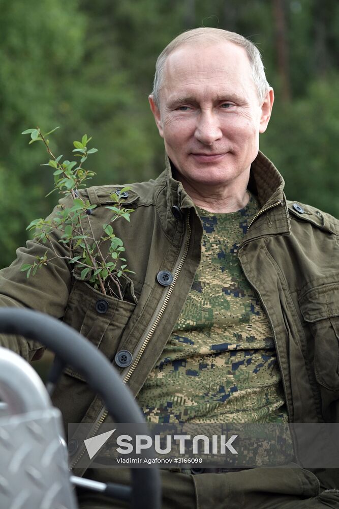 Russian President Vladimir Putin on vacation in Republic of Tyva