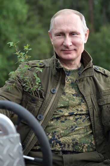 Russian President Vladimir Putin on vacation in Republic of Tyva