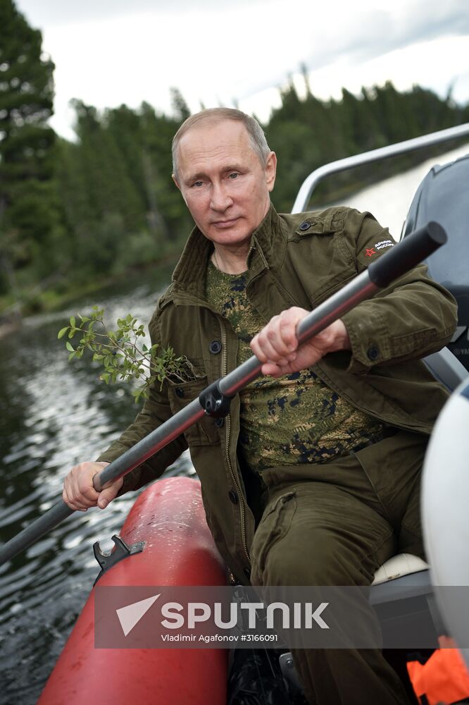 Russian President Vladimir Putin on vacation in Republic of Tyva