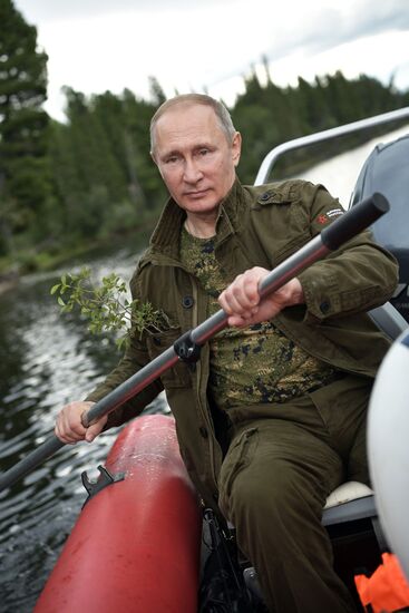 Russian President Vladimir Putin on vacation in Republic of Tyva