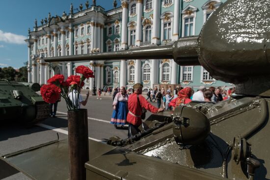 Exhibition of combat machinery in St. Petersburg