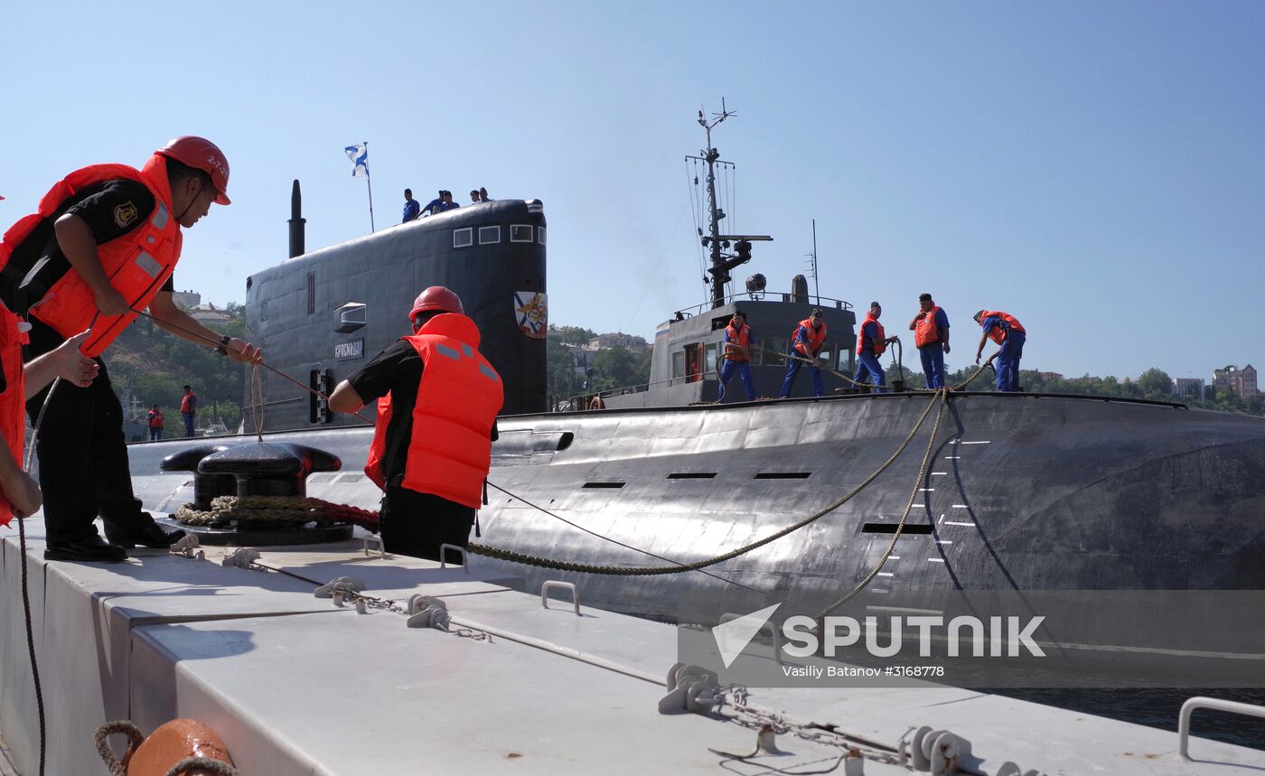 Welcoming ceremony for Krasnodar newly launched diesel submarine in Sevastopol