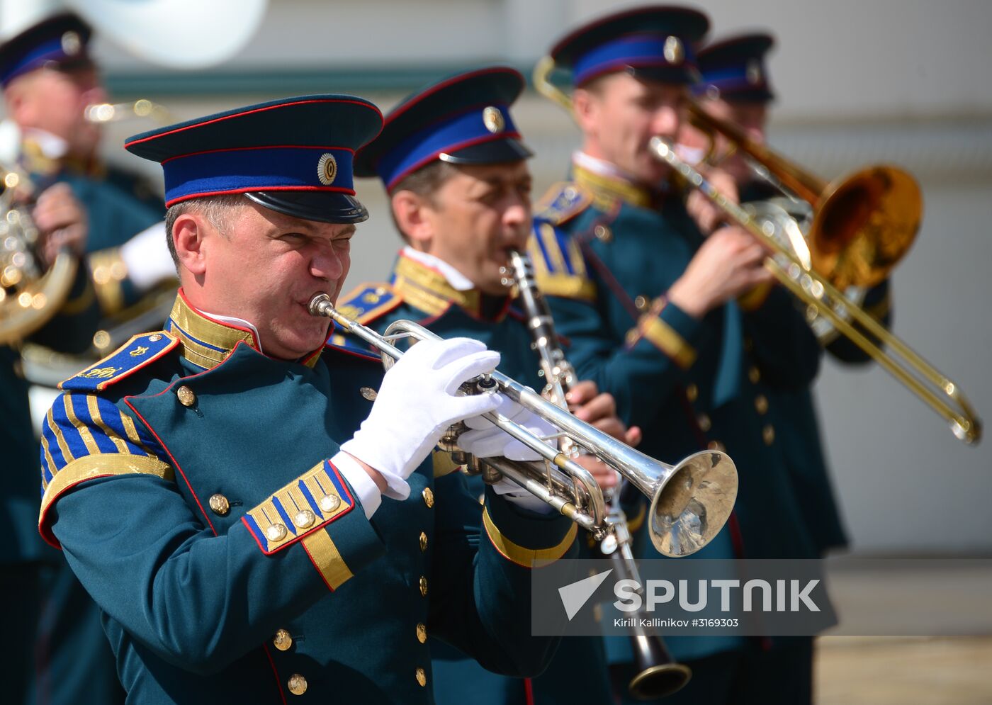 Guard mounting of cavalry regiment as part of preparations for Spasskaya Tower festival