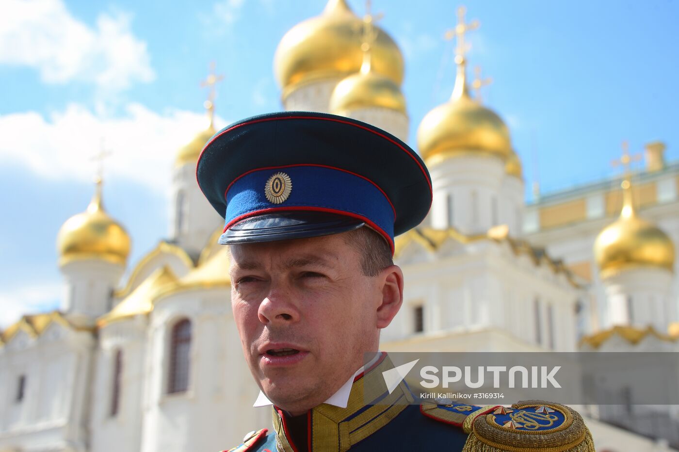 Guard mounting of cavalry regiment as part of preparations for Spasskaya Tower festival