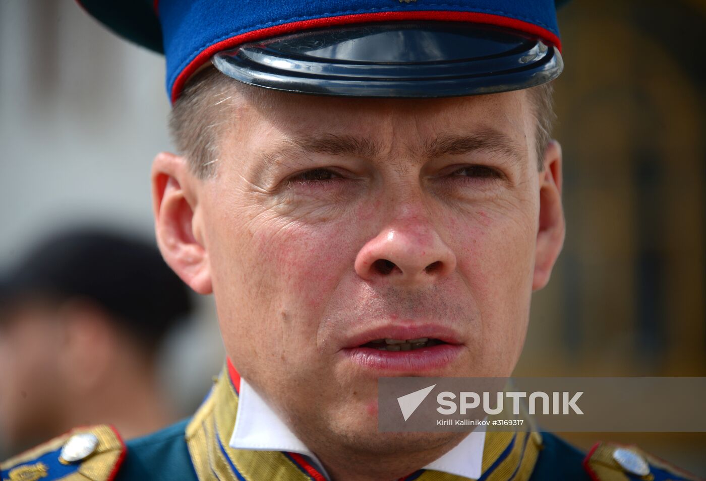 Guard mounting of cavalry regiment as part of preparations for Spasskaya Tower festival
