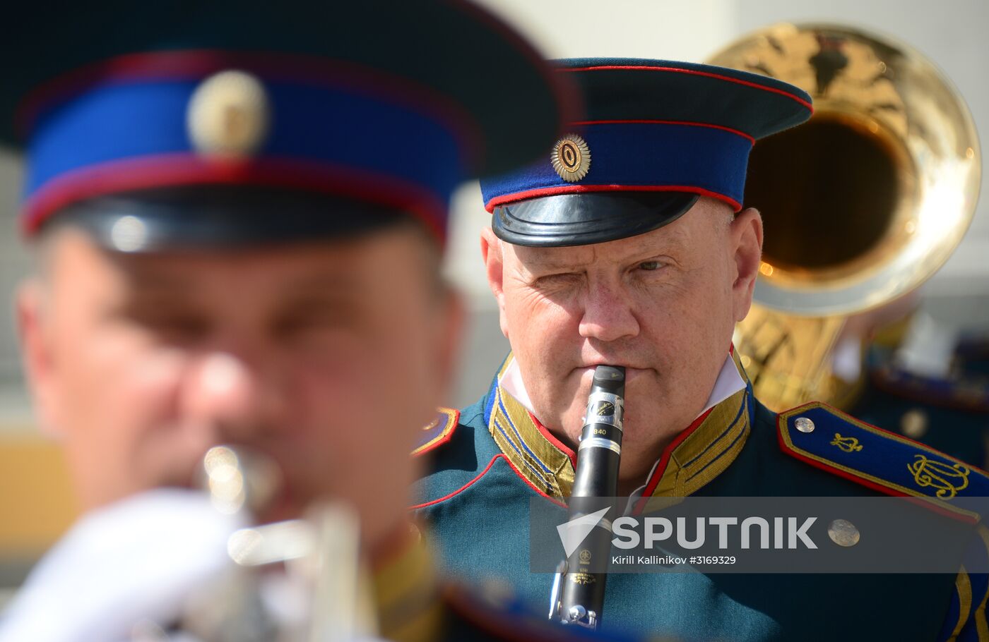 Guard mounting of cavalry regiment as part of preparations for Spasskaya Tower festival