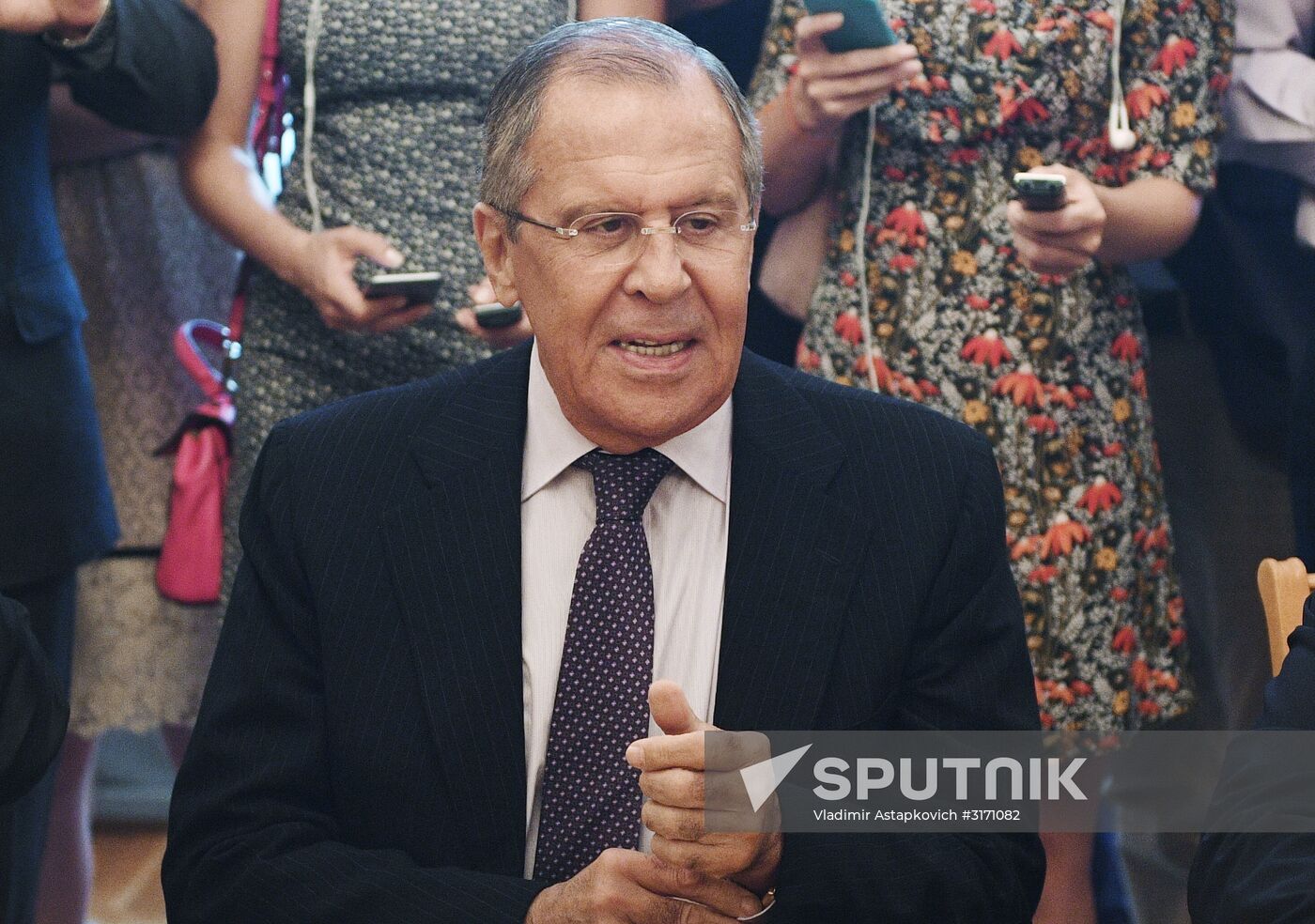 Russian Foreign Minister Sergei Lavrov meets with Libyan National Army Commander Khalifa Haftar