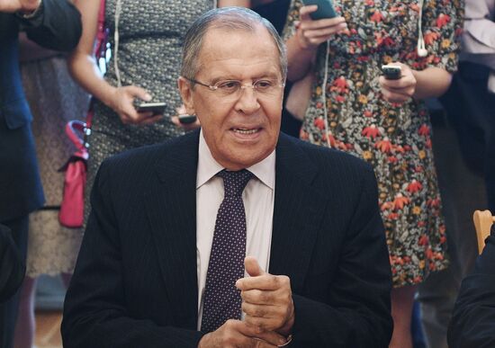 Russian Foreign Minister Sergei Lavrov meets with Libyan National Army Commander Khalifa Haftar
